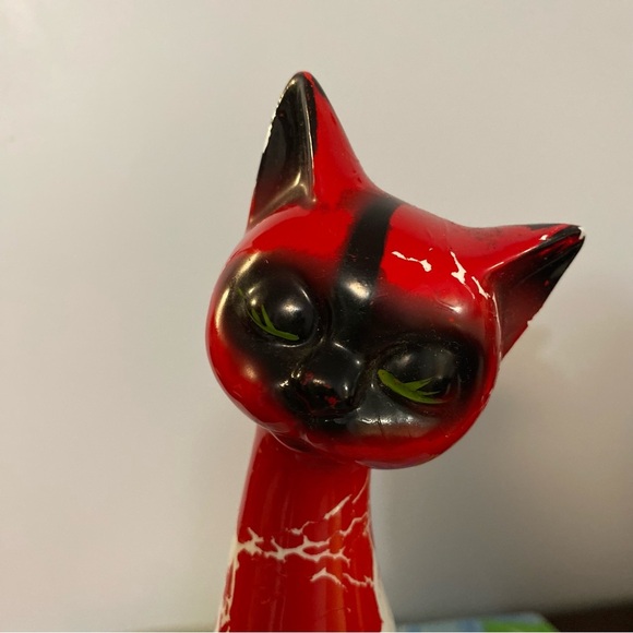 Vintage Kitty cat tall figurine kitschy cat decor - Picture 5 of 9